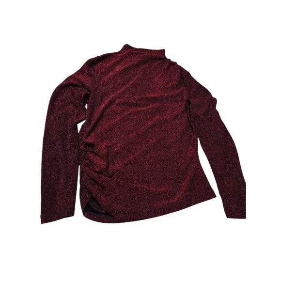 Veronica Beard Crimson Lurex Turtleneck Top - Picture 3 of 13
